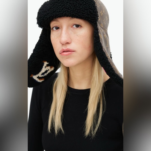 LOUIS VUITTON CHAPKALASKA SHEARING TRIMMED TRAPPER HAT NWOT - Picture 7 of 12